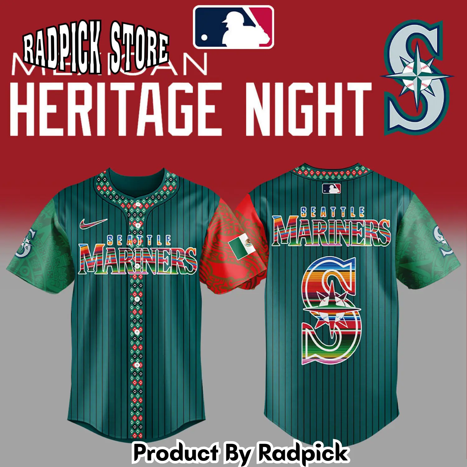 Radpick seattle mariners mexican heritage night striped combo baseball jersey rp127105